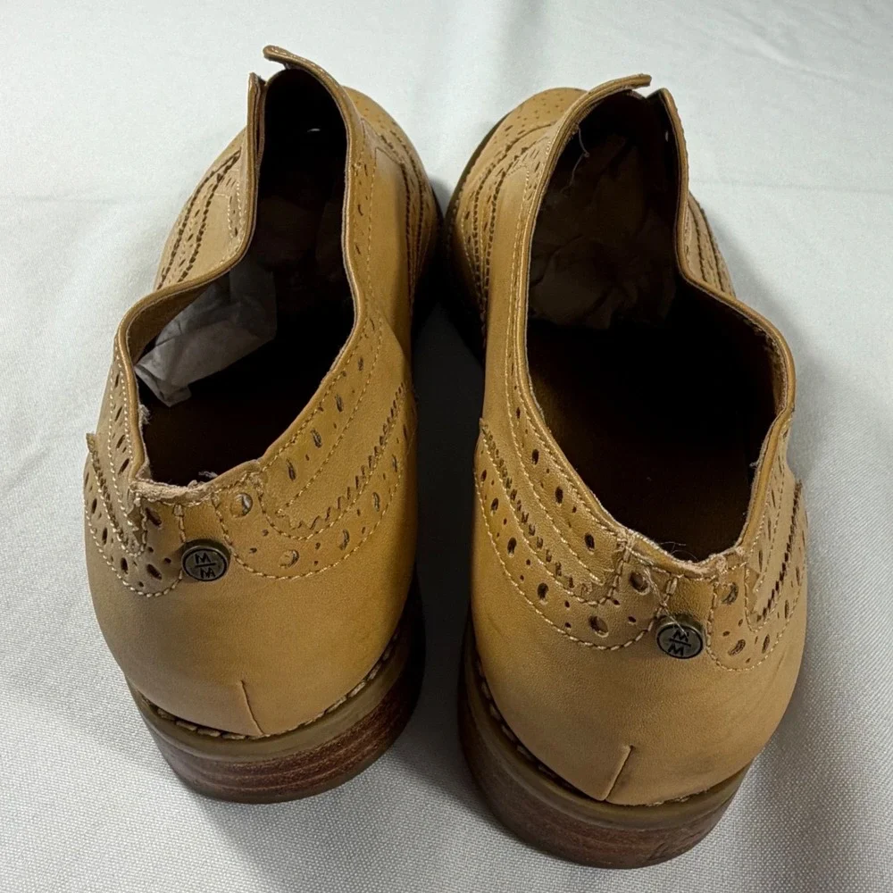 Melrose and Market Tan Brogue‎ Wingtip Laceless Oxford Shoes 10M